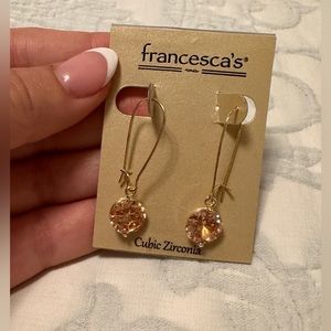 NWT dangle CZ tan & gold earrings - Francesca’s